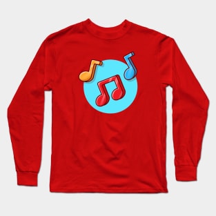 Colorful Music Note Cartoon Vector Icon Illustration Long Sleeve T-Shirt